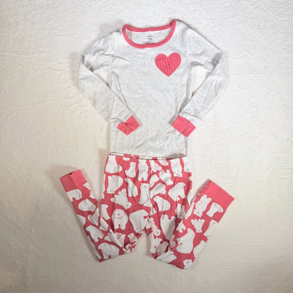 Carter's Girls' 4-Piece Polar Bear Pajama Set 6/6A for Fall & Winter One Fleece - Picture 2 of 13